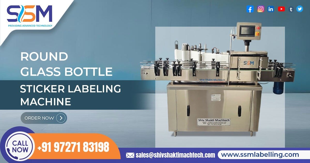Round Glass Bottle Sticker Labeling Machine
