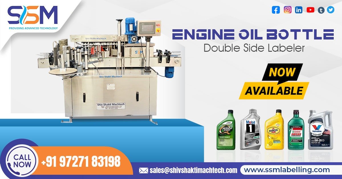 Engine Oil Bottle Double Side Labeler