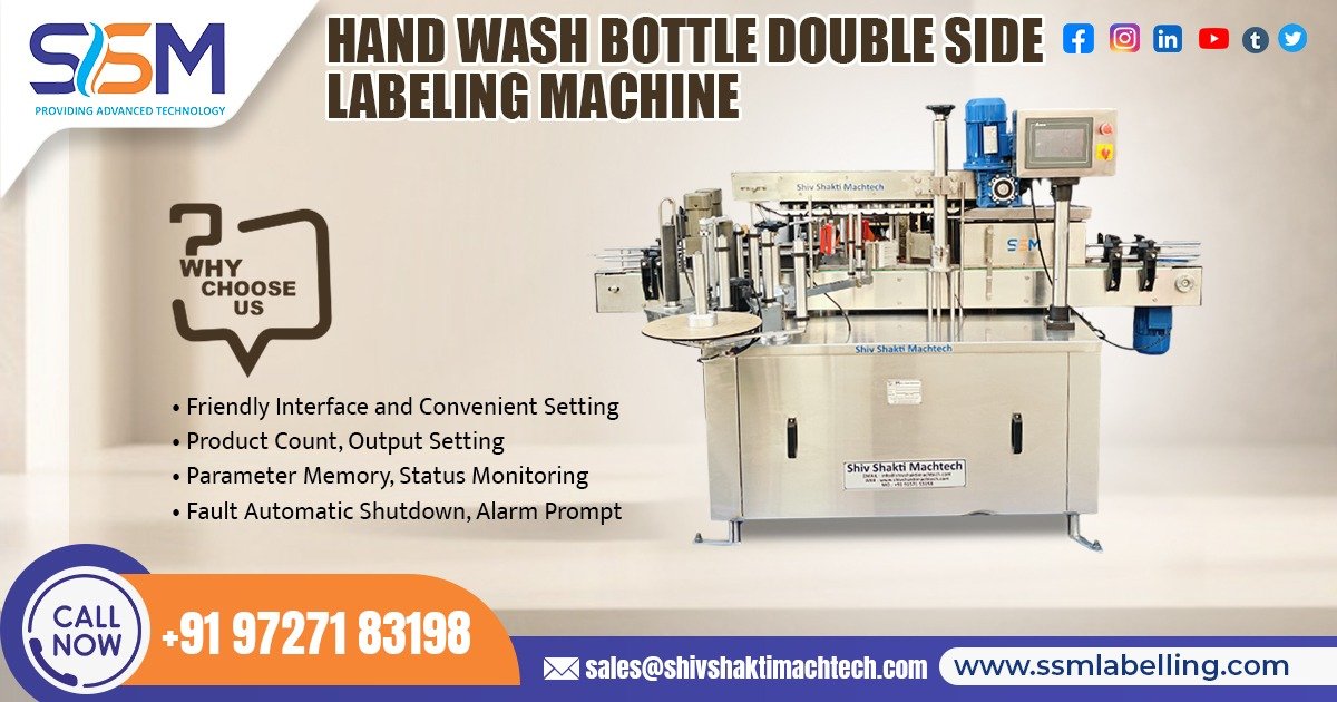 Hand Wash Bottle Double Side Labeling Machine