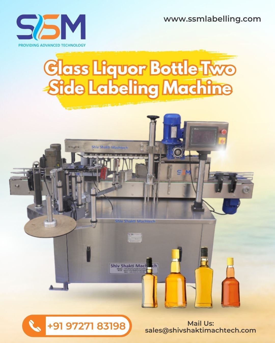 Glass Liquor Bottle Two Side Labeling Machine