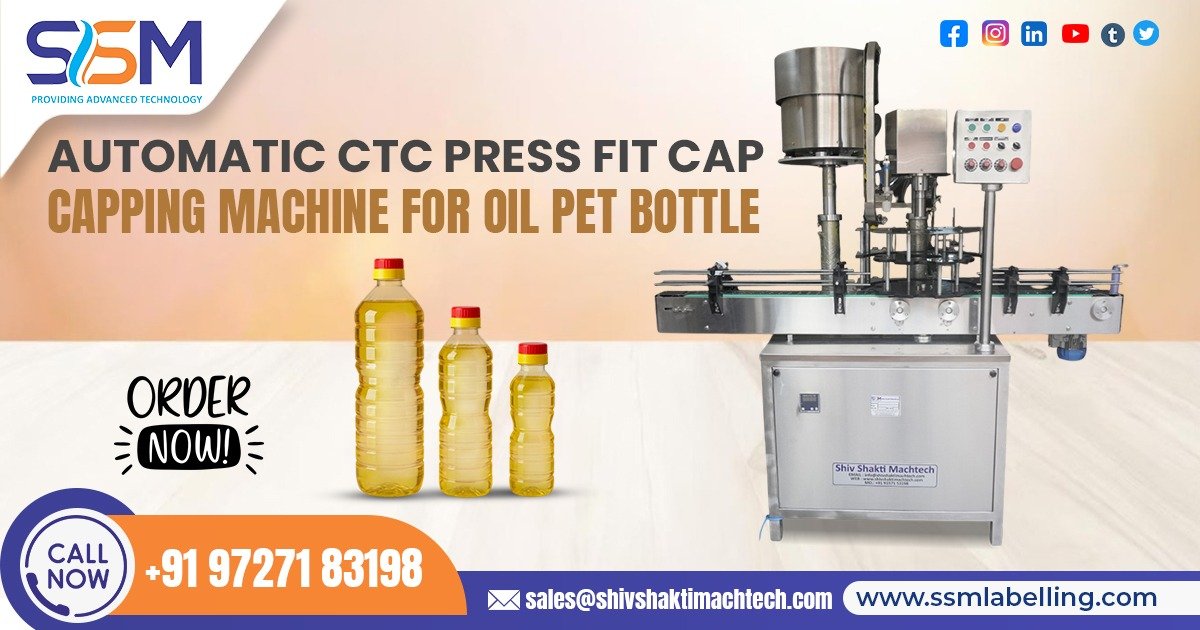 Automatic CTC Press Fit Cap Capping Machine for Oil PET Bottle India