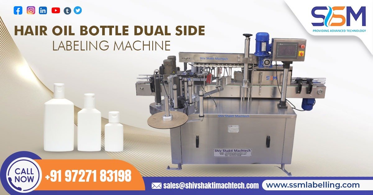 Hair Oil Bottle Dual Side Labeling Machine in South Africa