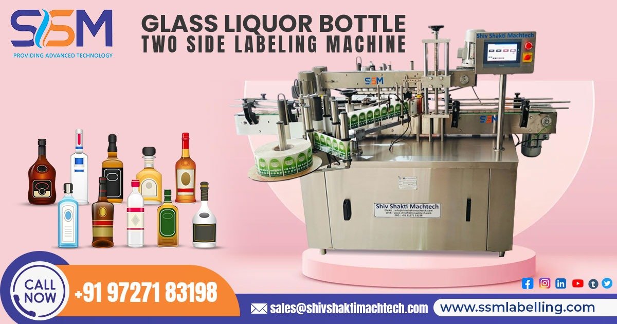 Glass Liquor Bottle Two Side Labeling Machine in Dubai