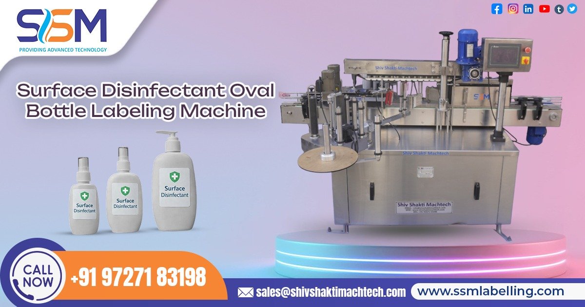 Surface Disinfectant Oval Bottle Labelling Machine