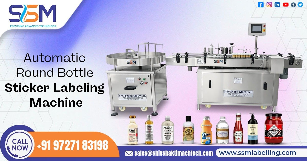 Automatic Round Bottle Sticker Labelling Machine