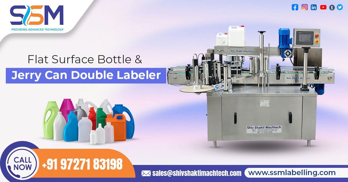 Flat Surface Bottle and Jerry Can Double Labeler Manufacturer and Exporter | Front Back Labeling