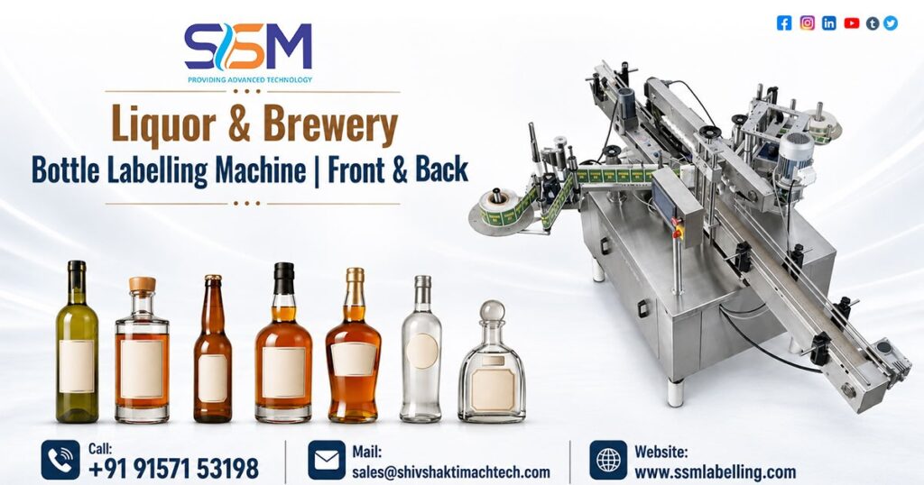 Liquor and Brewery Bottle Labelling Machine | Front and Back